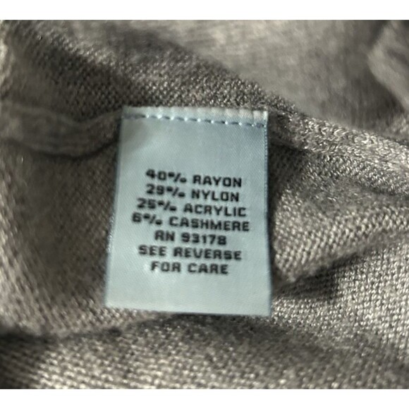 Joan Vass Womens Cashmere Rayon Blend Sweater Gray Hooded Pullover Rib Sz M - Picture 8 of 8